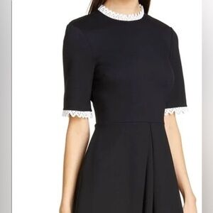 Ted Baker Blussum Broderie Trim A Line skater Dress Navy Blue Size 8